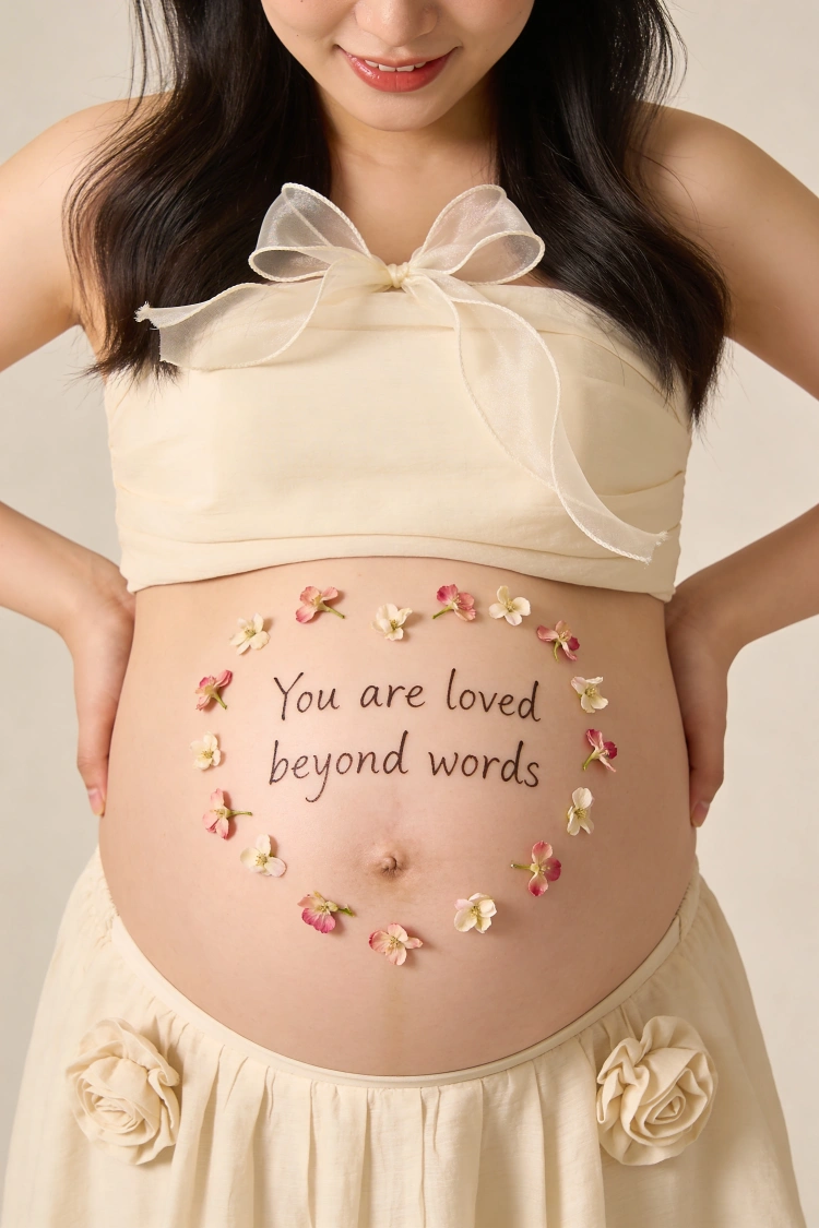 可愛らしいマタニティベリーアートフォト