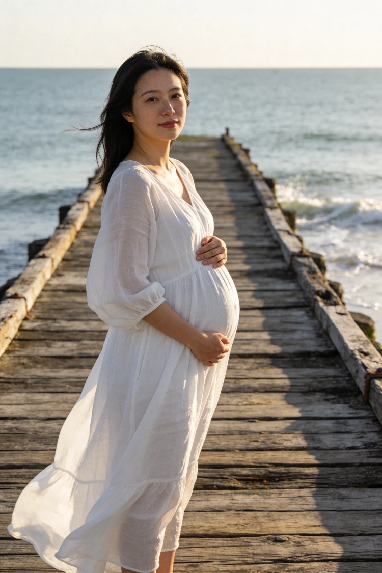 海沿い マタニティポートレート