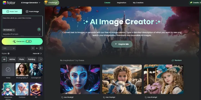 AI Image Générateur Fotor 
