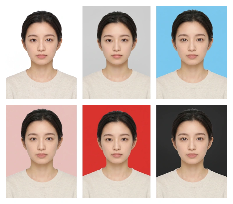 AI証明写真の背景色変更サンプル