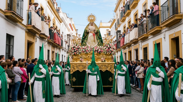 Foto de túnicas verdes y paso floral