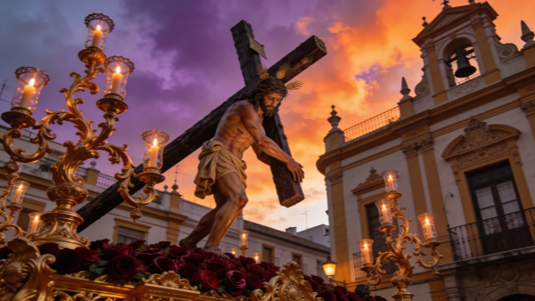 Foto de cristo al atardecer