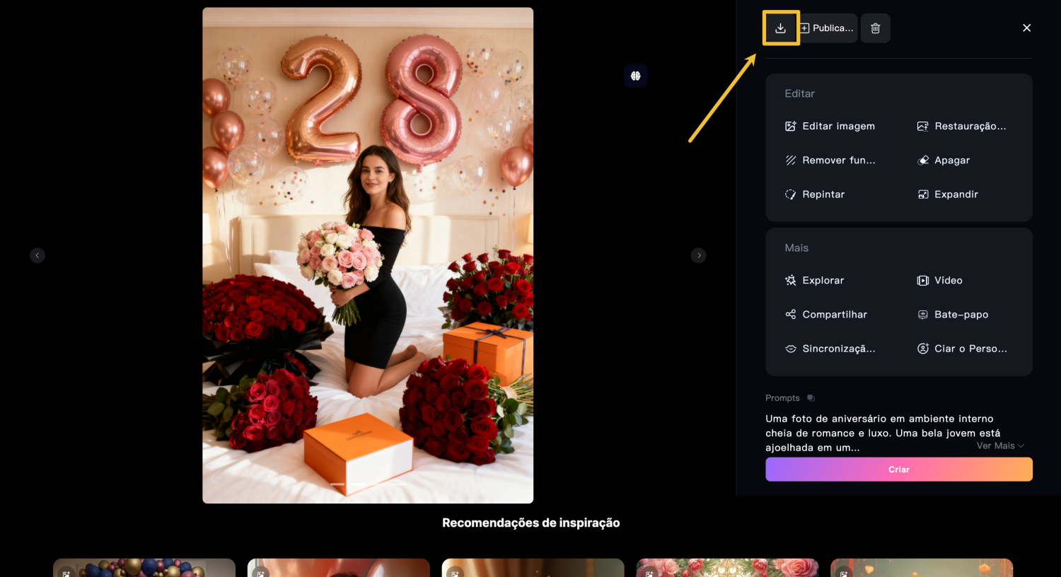Baixe as fotos de aniversário com IA