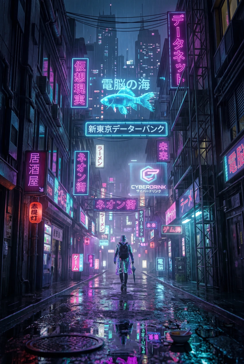 grok imagine プロンプト サイバーパンク東京の路地