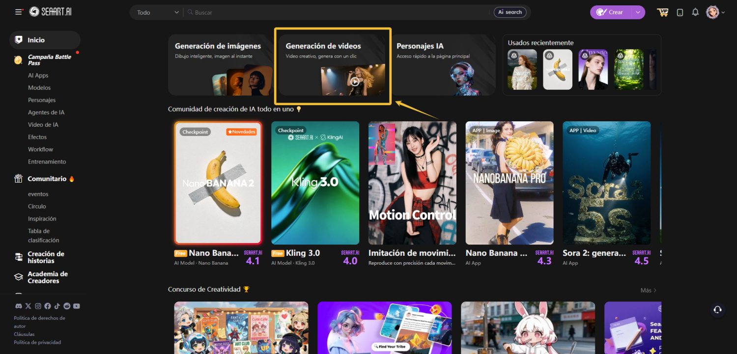 Elije la generación de video IA de SeaArt AI
