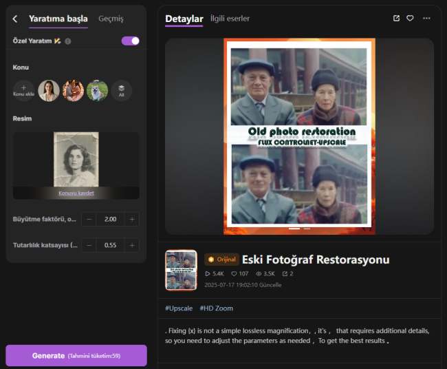 SeaArt AI ile eski fotoğrafları restore et.