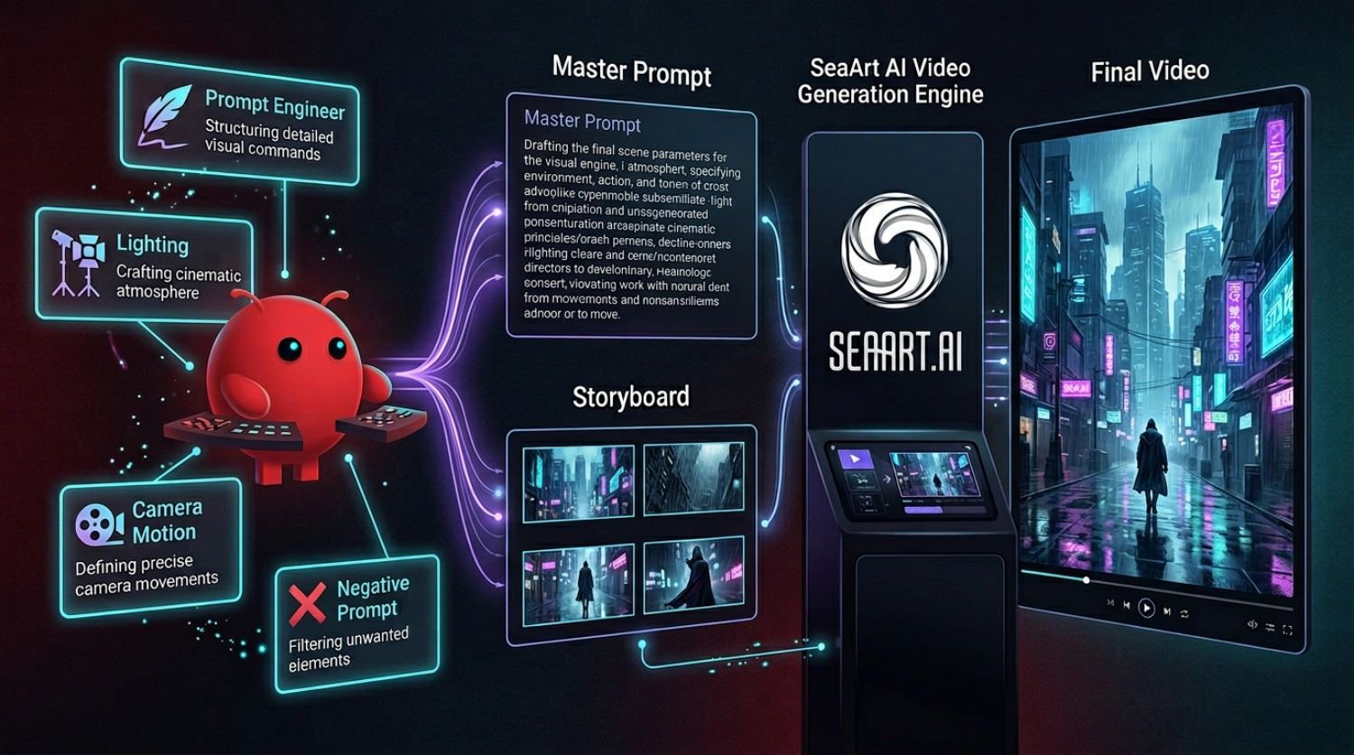 Flujo híbrido de OpenClaw y SeaArt AI para vídeo con IA