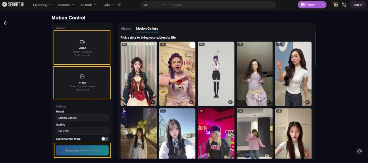 SeaArt AI motion control