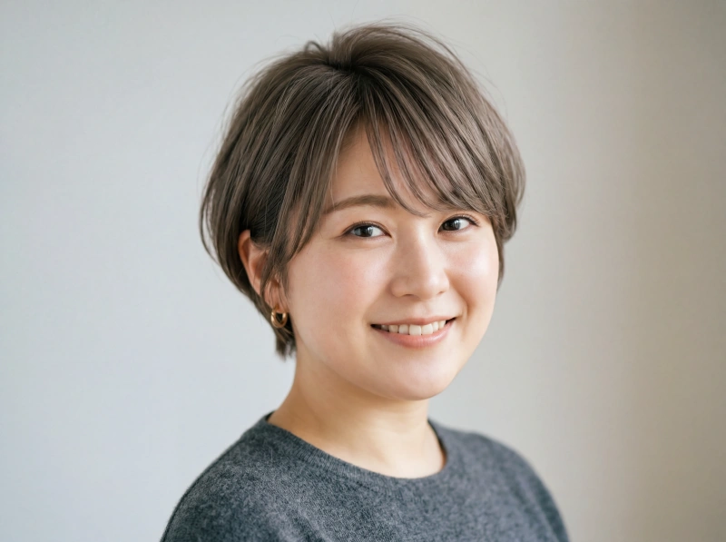 ぽっちゃり丸顔のショートボブ