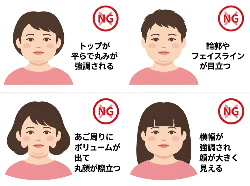 ぽっちやりヘアスタイル やってはいけないNGスタイル
