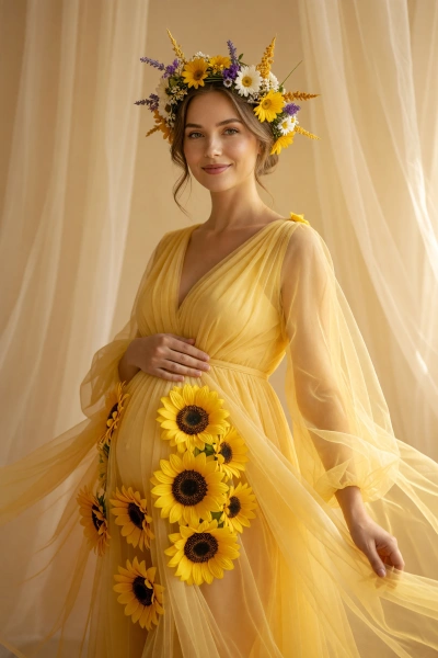 Foto de embarazo dulce con flores