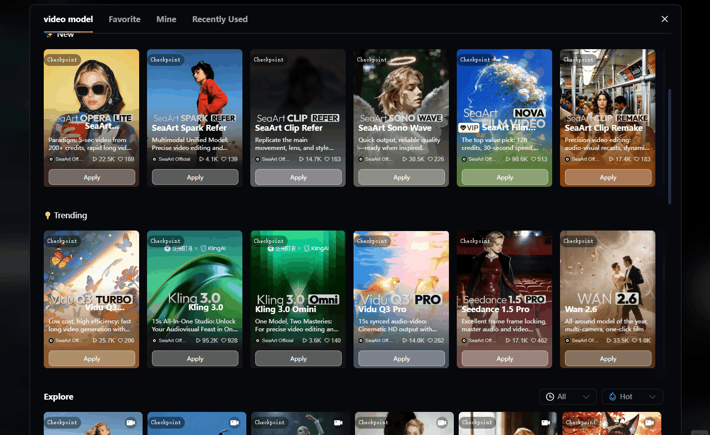 SeaArt AI Video Models