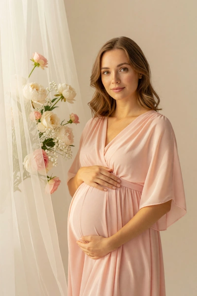 Retrato de embarazo suave en estudio