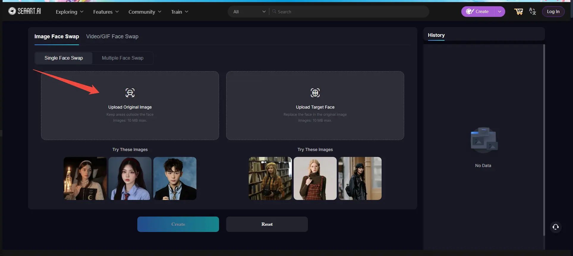 SeaArt AI's Face Swap tool