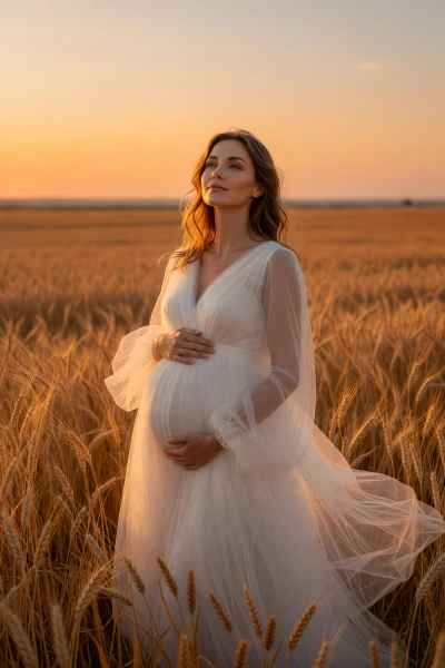 Foto de embarazo al atardecer