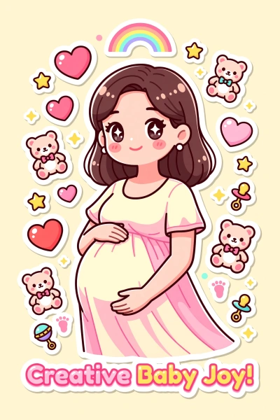 Ilustración de embarazo estilo sticker