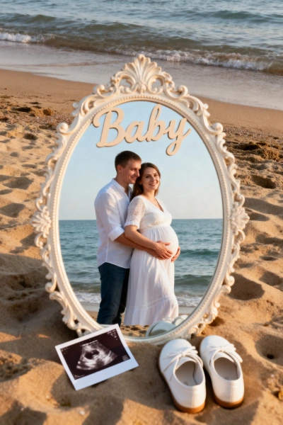 Anuncio de embarazo en la playa