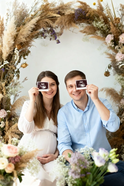 Anuncio creativo de embarazo en pareja