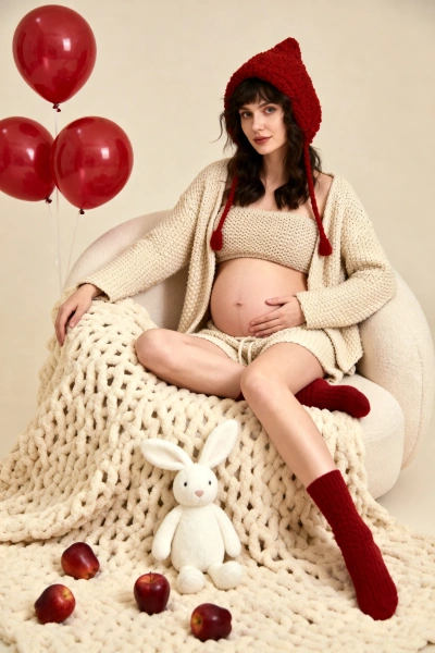 Foto creativa de embarazo en interior