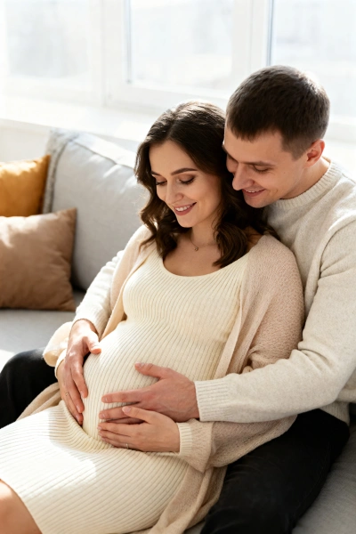 Foto de embarazo en casa en pareja