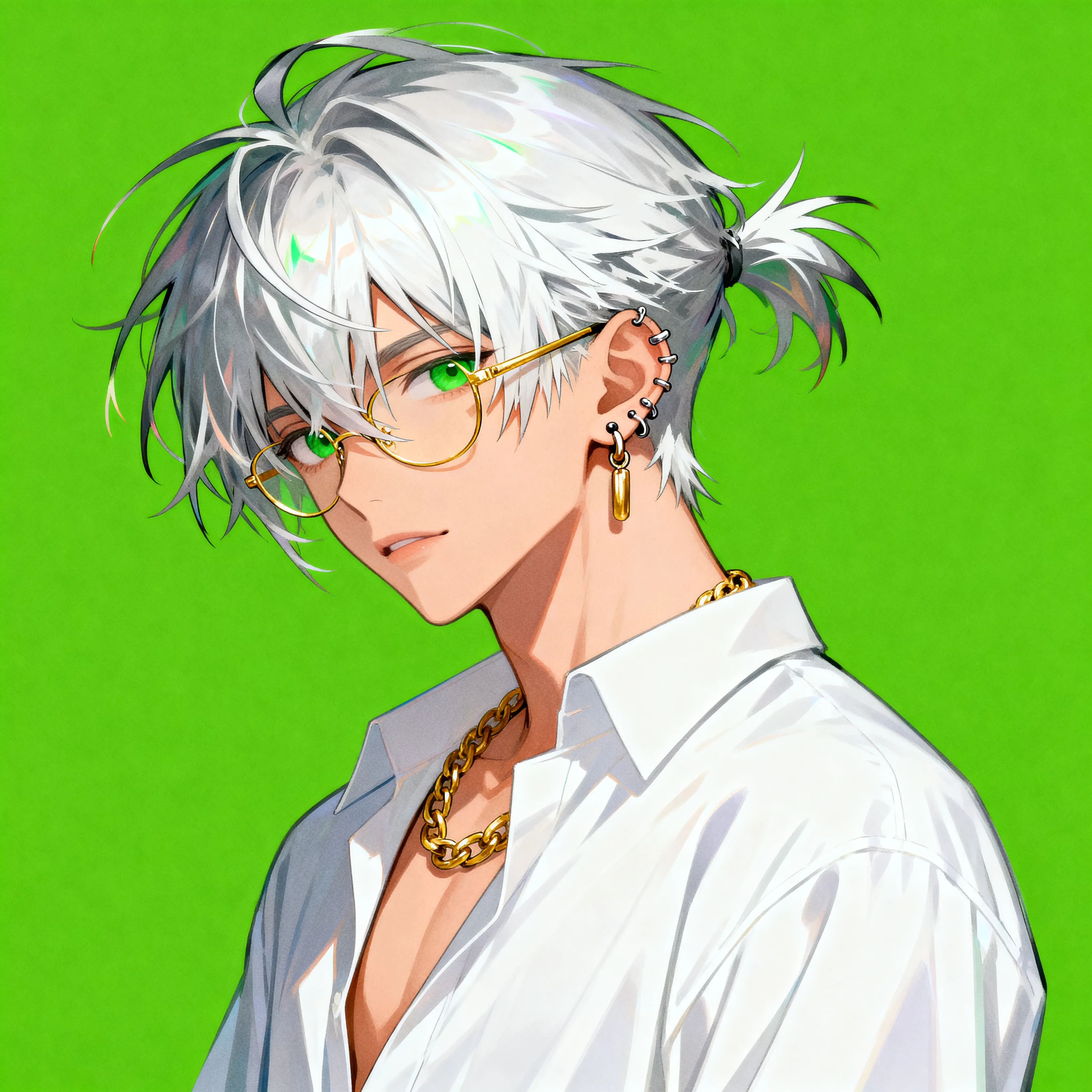 kiểu tóc nam all-back bạc bù xù anime