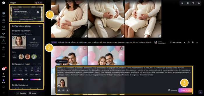 Sube la imagen y escribe prompts