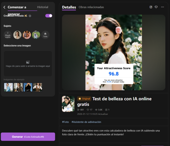 Prueba de Atractivo de SeaArt AI