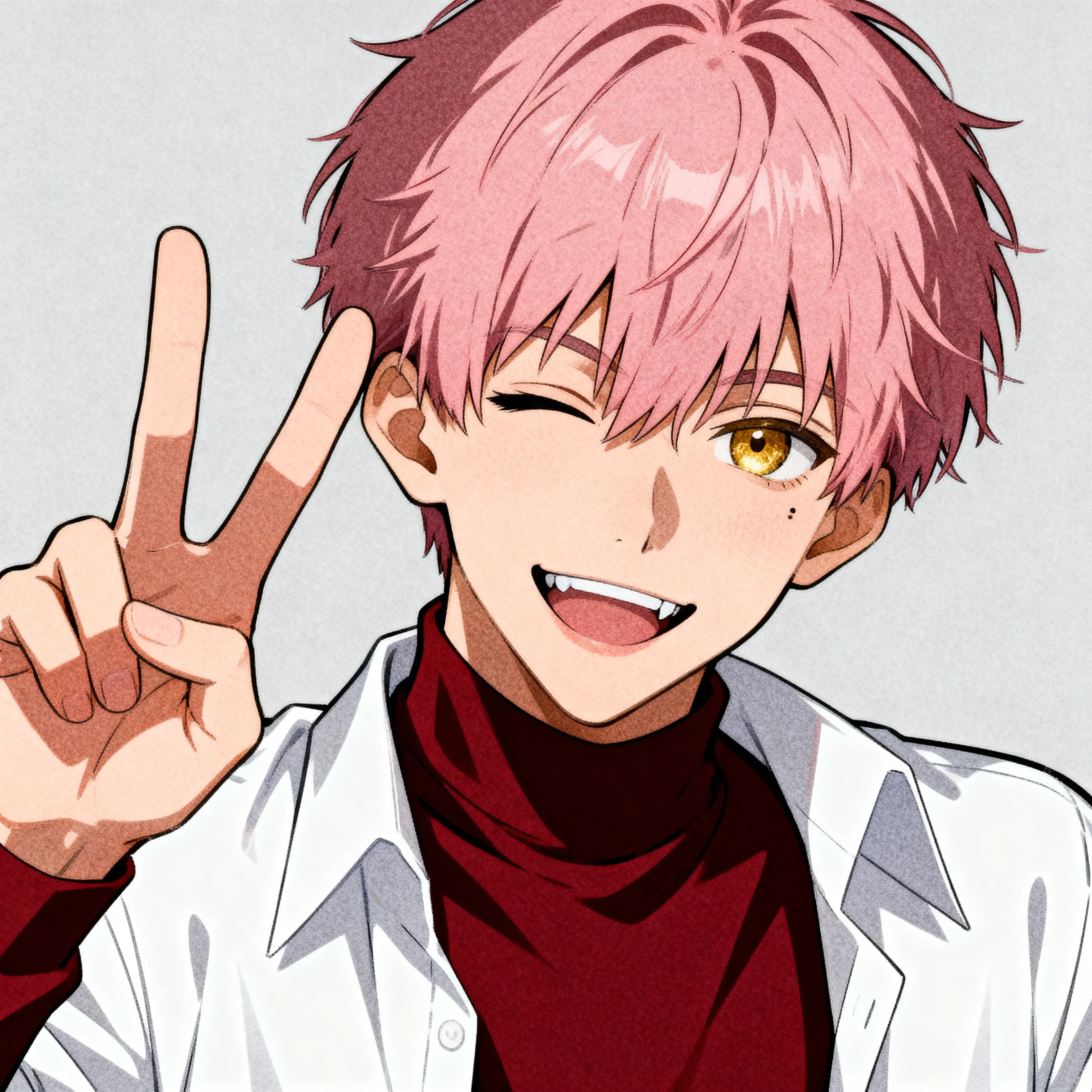 kiểu tóc nam short hồng bù xù cá tính anime