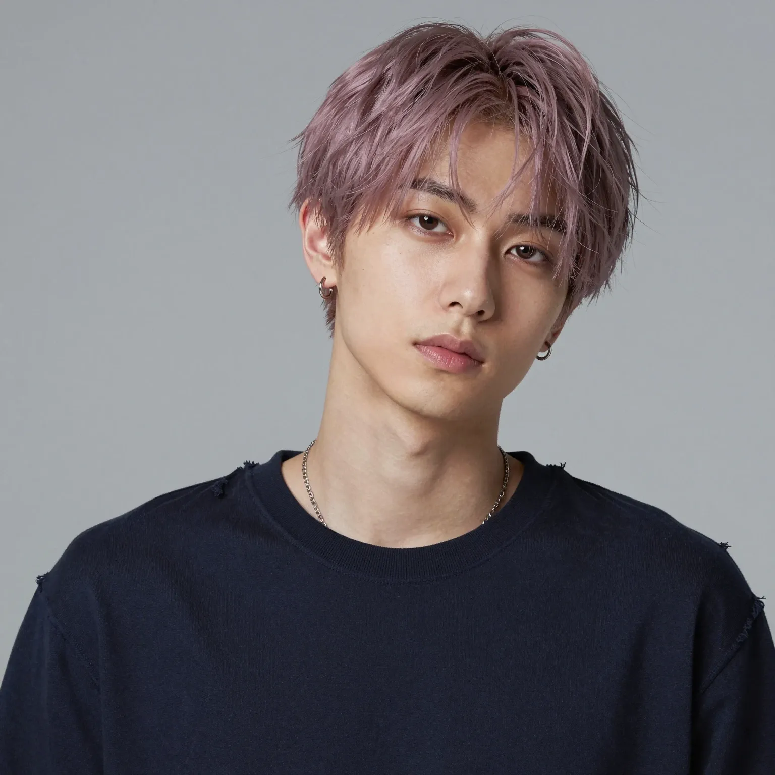 kiểu tóc nam short layer tím lavender tro