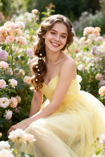 Retrato de mujer en flores silvestres