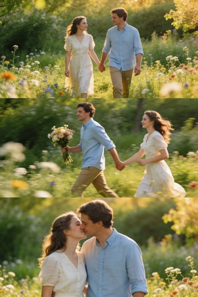 Collage romántico de pareja