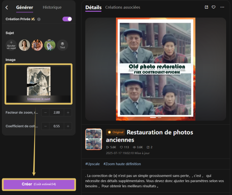 Restaurer de vieilles photos avec SeaArt AI en un clic sans écrire de prompt
