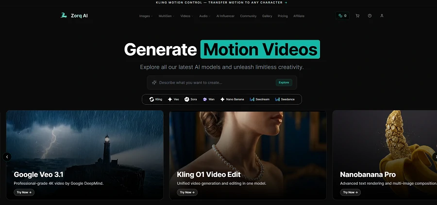Zorq AI homepage