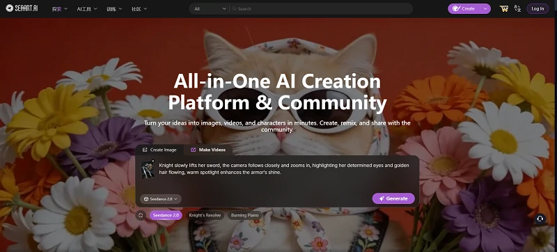 SeaArt AI Video Homepage