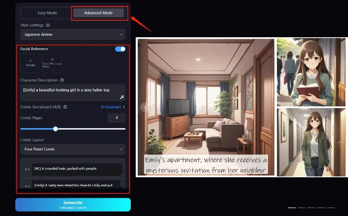 Advanced mode for SeaArt's AI comic generator