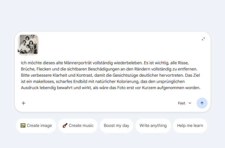 Gemini Prompt zur Restaurierung alter Fotos