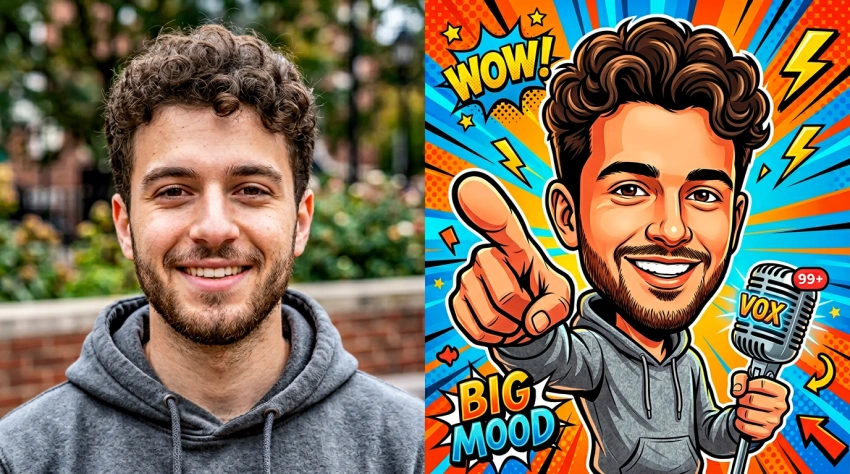 Caricature pour photo de couverture