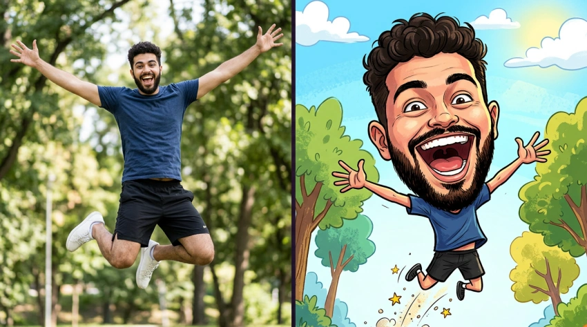 Caricature tête au corps