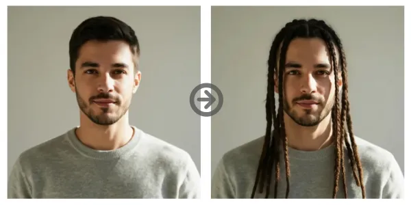 Dread Braids Split Down the Center with Subtle Fade on Sides