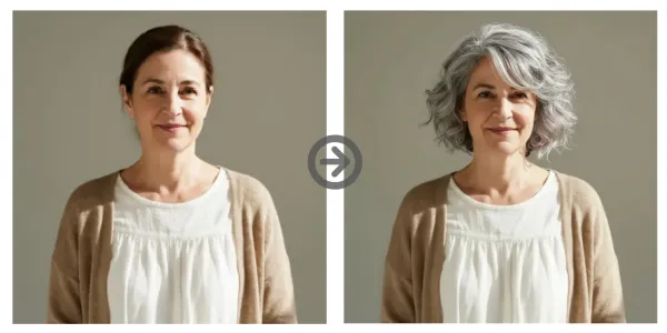 Short Wavy Hair with Side Fringe and Subtle Silver Shine