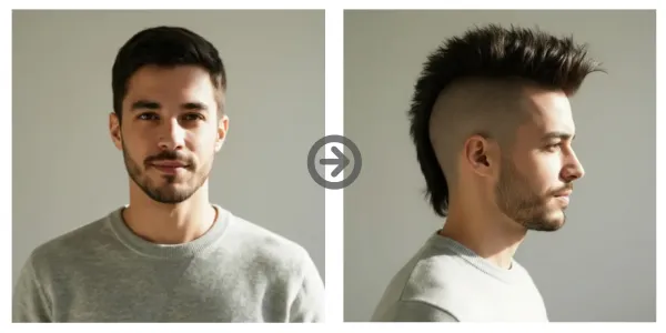 Mohawk with Shaved Sides and Long Raised Central Strip