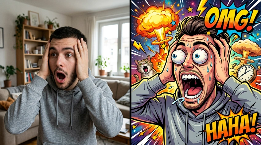 Caricature façon mème