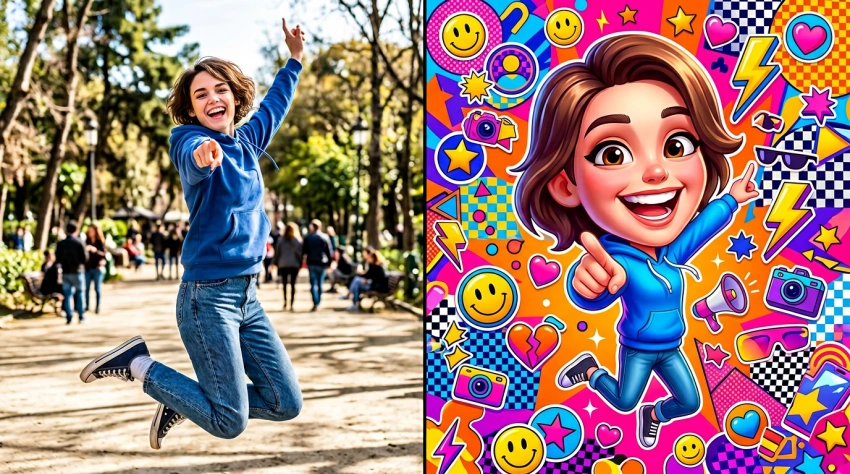 Style pop cartoon très coloré