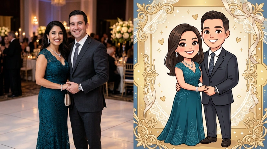 Caricature de couple façon cadeau