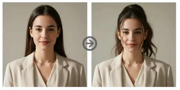 High Ponytail with Loose Strands Slightly Wavy Tips and Natural Volume