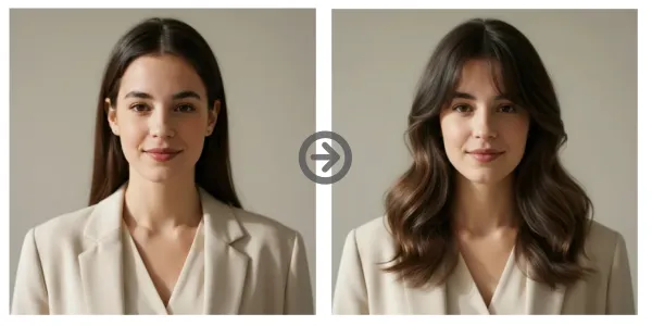 Medium Length Style with Soft Waves and Airy Wispy Fringe