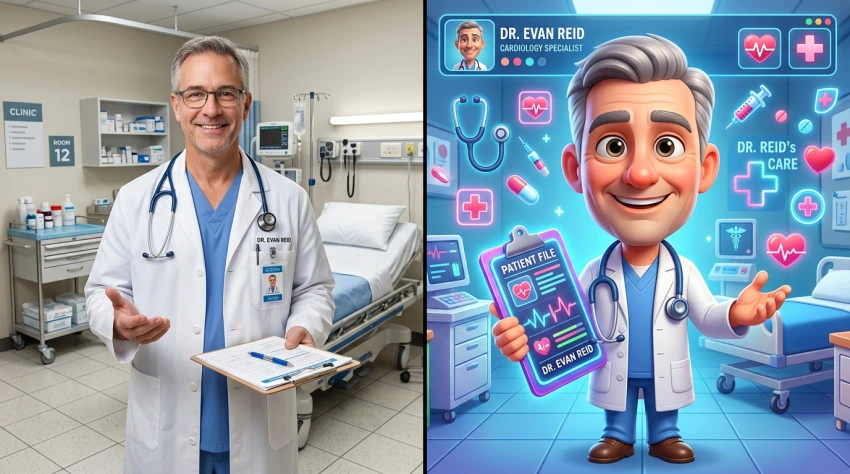 Caricature de médecin