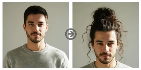High Man Bun with Loose Strands and Natural Volume