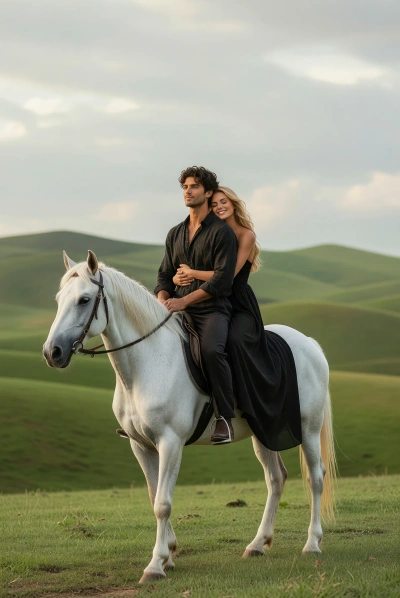 Momento íntimo sobre un caballo