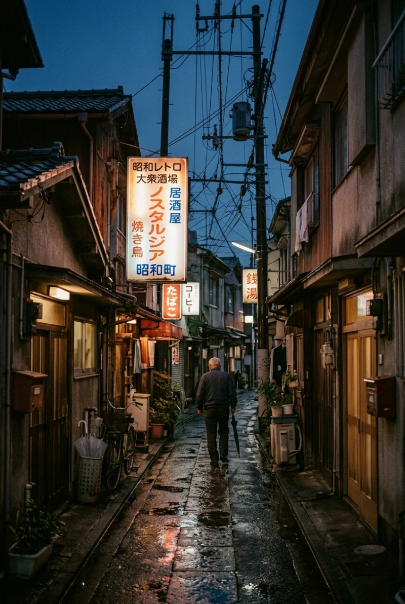 昭和時代 雨上がりの路地裏